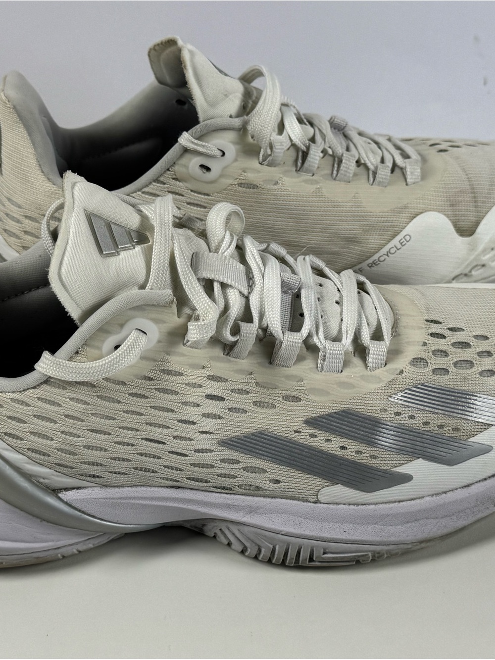 Woman's White Athletic Trainers with Gray Accents